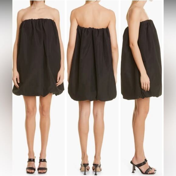 Et Ochs The Dolly Loose Fit Bubble Hem Stretch Woven Black Mini Dress Size XL - Picture 2 of 9